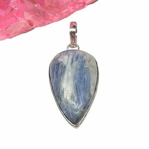 Blue Kyanite Necklace Pendant 925 Sterling Silver Overlay
